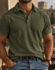 Mivanity Men's Rugged Washed Cotton Polo Shirt