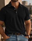 Mivanity Men's Rugged Washed Cotton Polo Shirt