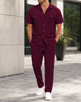 Mivanity Men's Short-Sleeve Shirt Long Pants 2-Piece Summer Sets