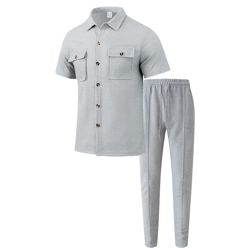 Mivanity Men's Short-Sleeve Shirt Long Pants 2-Piece Summer Sets