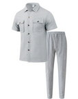 Mivanity Men's Short-Sleeve Shirt Long Pants 2-Piece Summer Sets