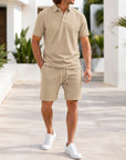Mivanity Men's Short-Sleeve Shirt Shorts 2-Piece Summer Sets