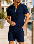 Mivanity Men's Short-Sleeve Shirt Shorts 2-Piece Summer Sets