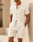 Mivanity Men's Short-Sleeve Shirt Shorts 2-Piece Summer Sets