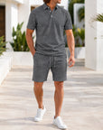 Mivanity Men's Short-Sleeve Shirt Shorts 2-Piece Summer Sets