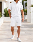 Mivanity Men's Short-Sleeve Shirt Shorts 2-Piece Summer Sets