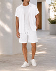 Mivanity Men's Short-Sleeve Shirt Shorts 2-Piece Summer Sets