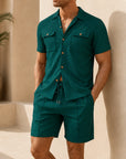 Mivanity Men's Short-Sleeve Shirt Shorts 2-Piece Summer Sets