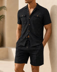 Mivanity Men's Short-Sleeve Shirt Shorts 2-Piece Summer Sets