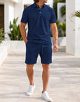 Mivanity Men's Short-Sleeve Shirt Shorts 2-Piece Summer Sets