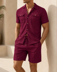 Mivanity Men's Short-Sleeve Shirt Shorts 2-Piece Summer Sets
