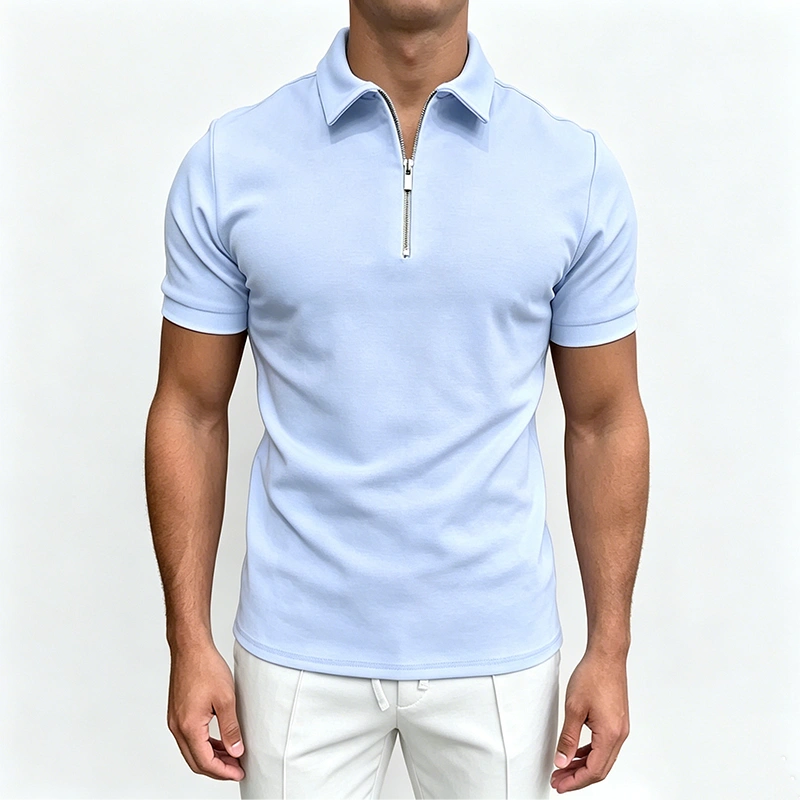 Mivanity Men's Short Sleeve Zip Polo