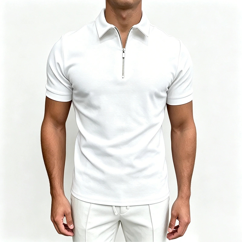 Mivanity Men's Short Sleeve Zip Polo