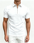 Mivanity Men's Short Sleeve Zip Polo
