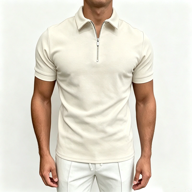 Mivanity Men's Short Sleeve Zip Polo