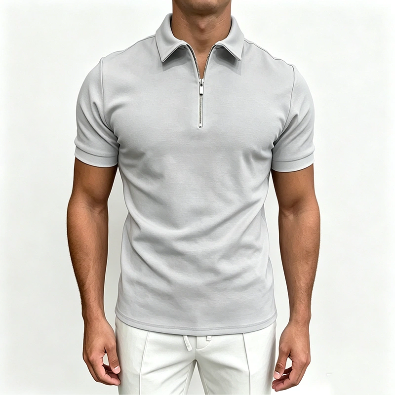 Mivanity Men's Short Sleeve Zip Polo