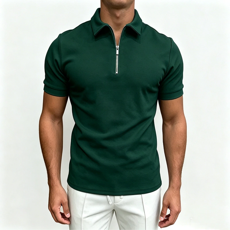 Mivanity Men's Short Sleeve Zip Polo