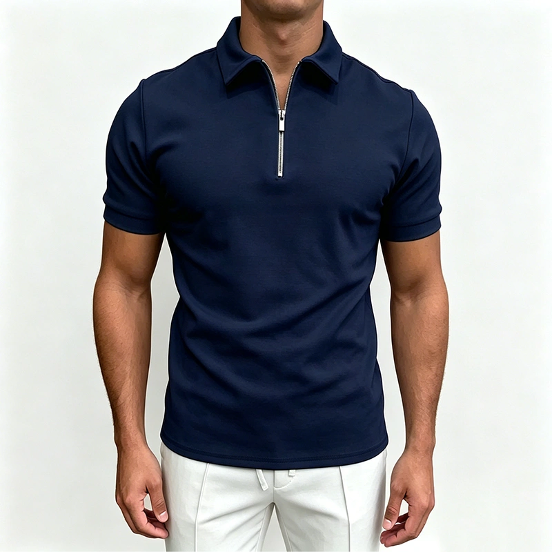 Mivanity Men's Short Sleeve Zip Polo