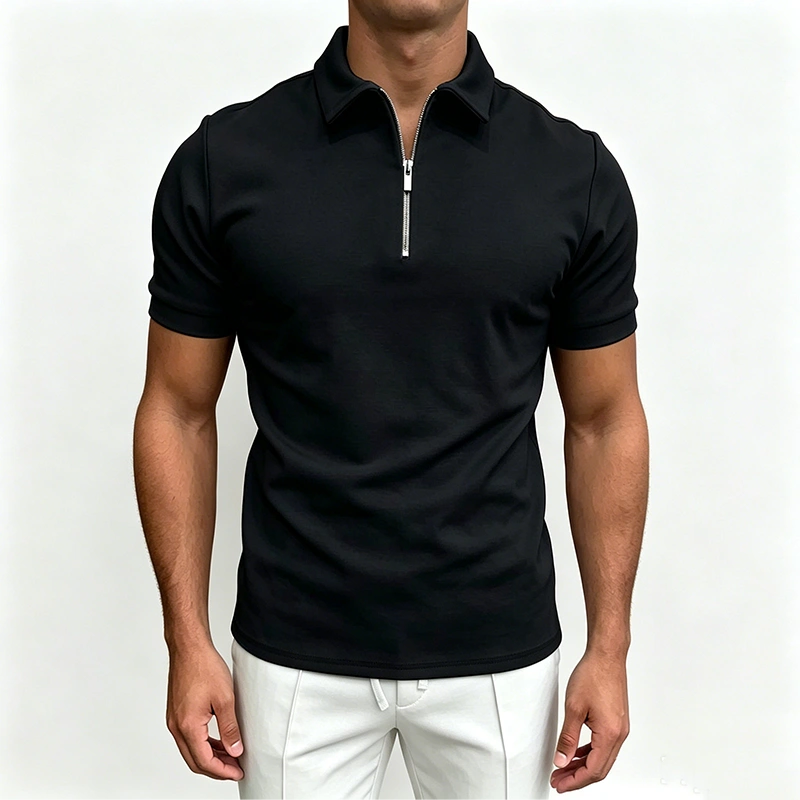 Mivanity Men's Short Sleeve Zip Polo