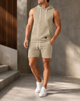 Mivanity Men's Sleeveless Hooded Tank Top Shorts 2-Piece Summer Sets