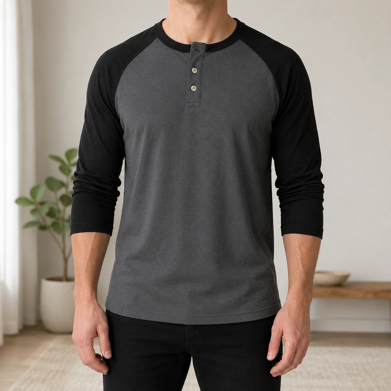 Mivanity Men's Slim-Fit Crew Neck Long-Sleeve T-Shirts