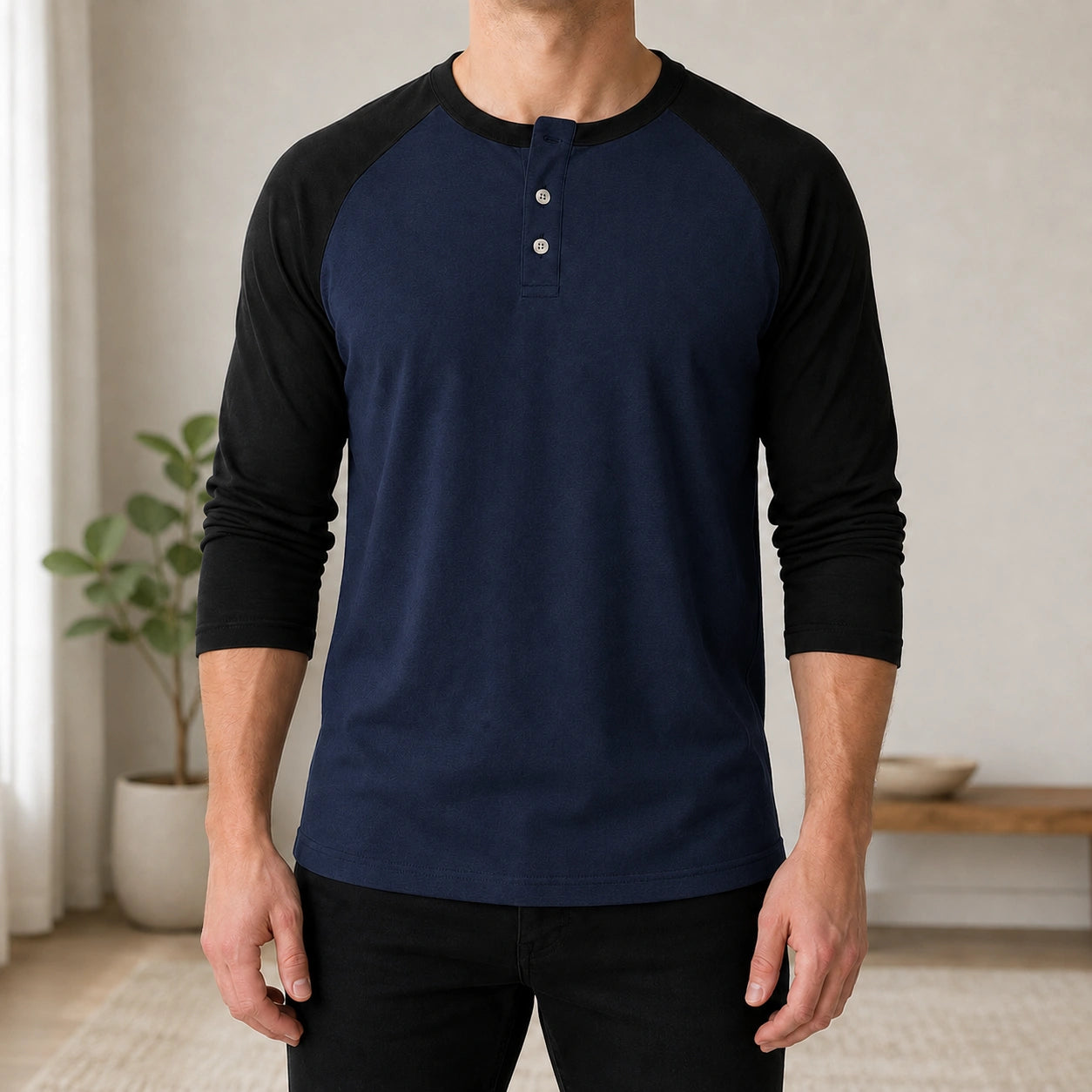Mivanity Men's Slim-Fit Crew Neck Long-Sleeve T-Shirts