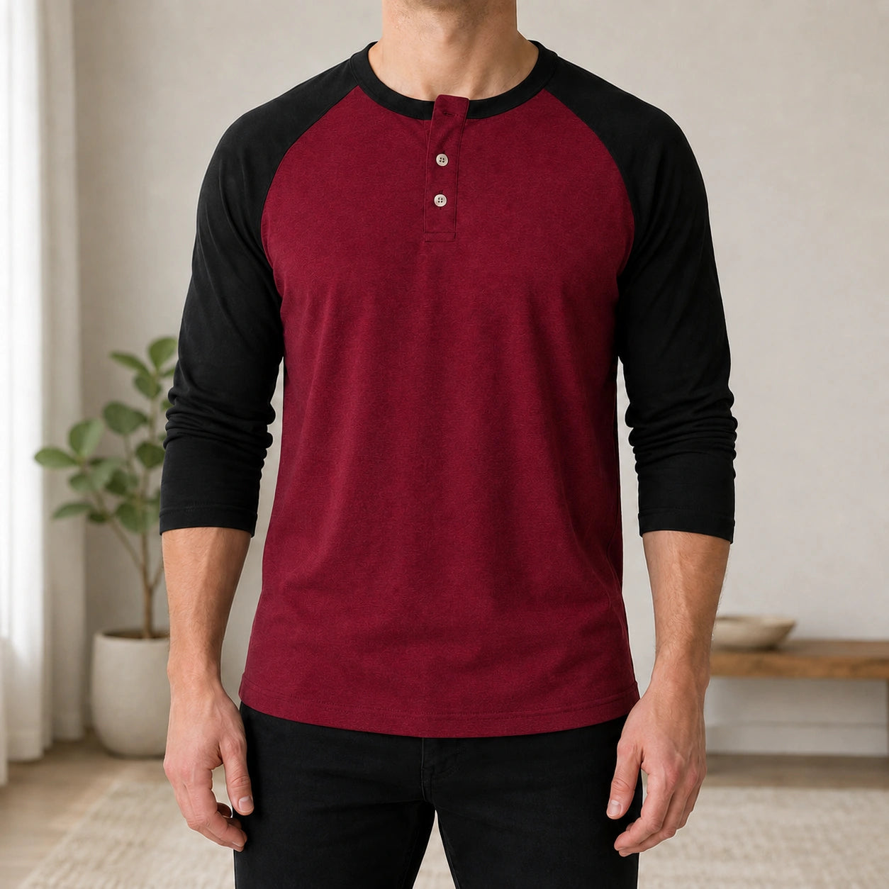 Mivanity Men's Slim-Fit Crew Neck Long-Sleeve T-Shirts