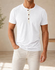 Mivanity Men's Slim-Fit Short-Sleeve Henley T-Shirts
