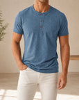 Mivanity Men's Slim-Fit Short-Sleeve Henley T-Shirts