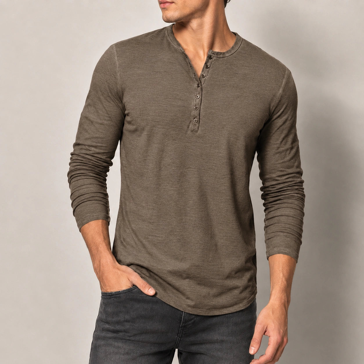 Mivanity Men's Slim-Fit Vintage Long-Sleeve T-Shirts