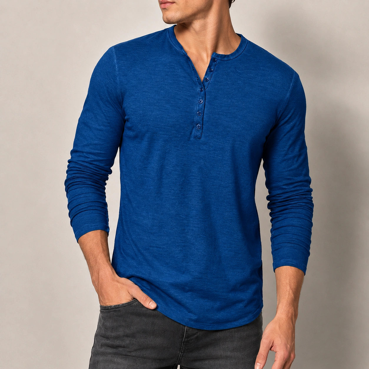 Mivanity Men's Slim-Fit Vintage Long-Sleeve T-Shirts