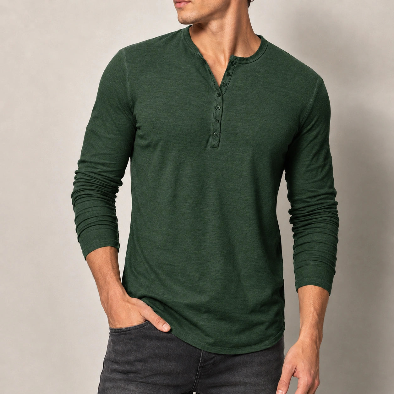 Mivanity Men's Slim-Fit Vintage Long-Sleeve T-Shirts