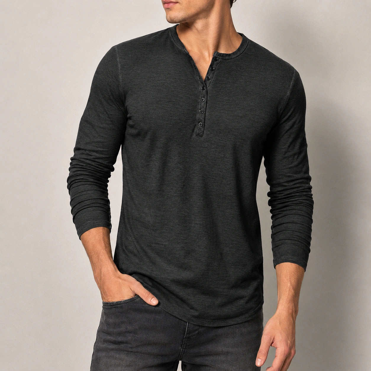 Mivanity Men's Slim-Fit Vintage Long-Sleeve T-Shirts
