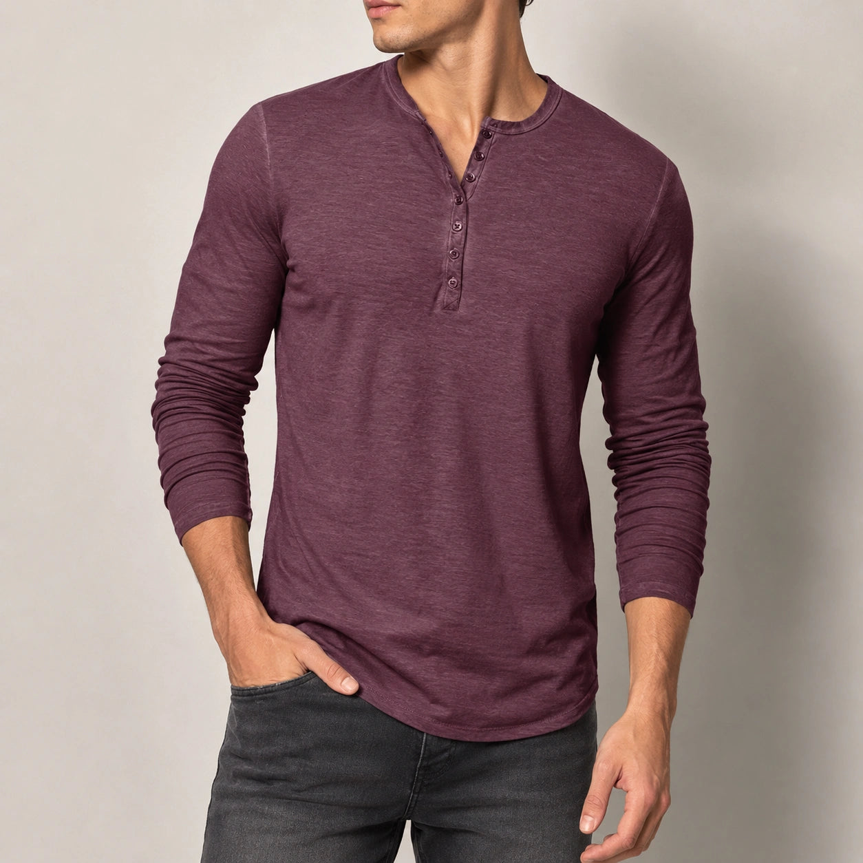 Mivanity Men's Slim-Fit Vintage Long-Sleeve T-Shirts