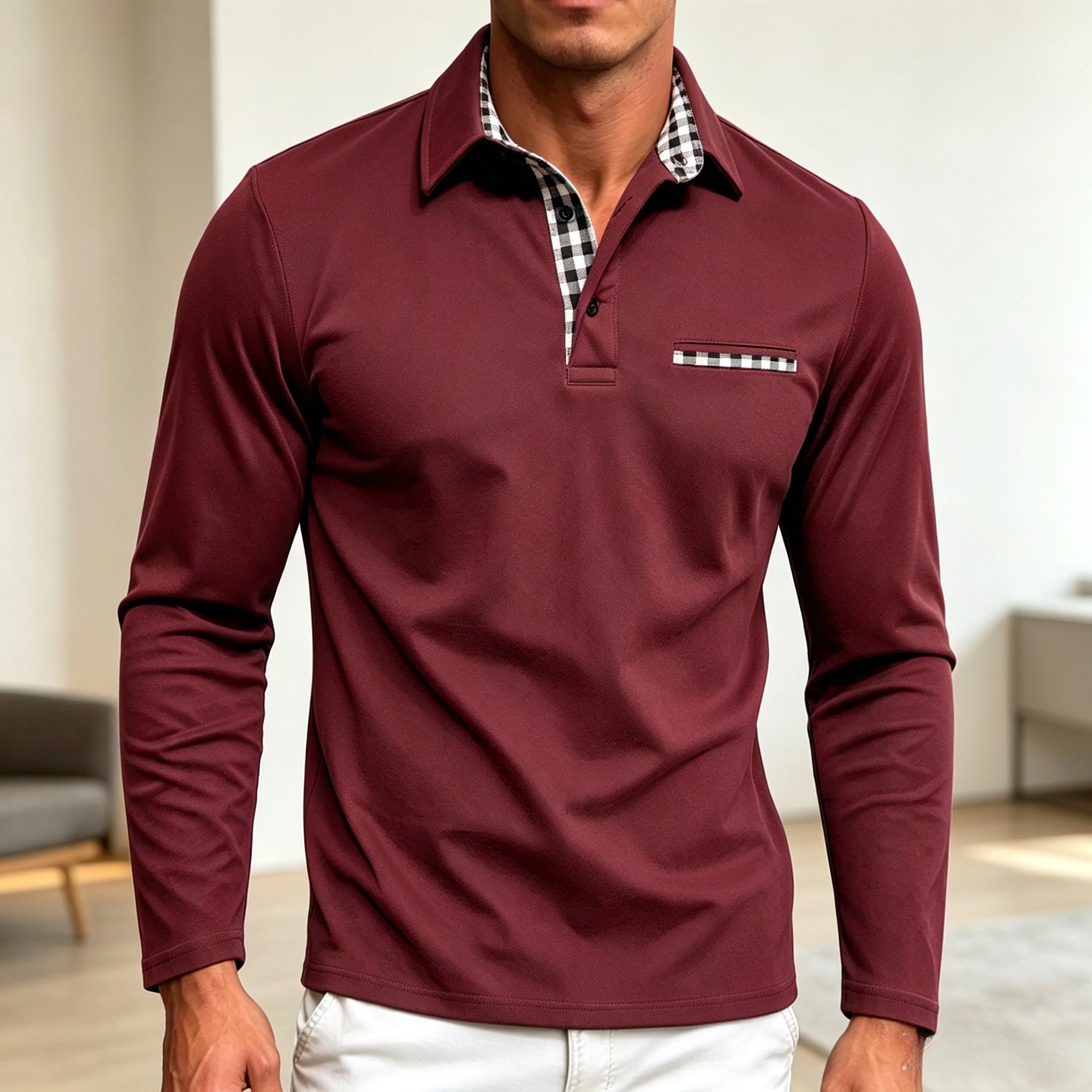Mivanity Men's Slim Fit Long Sleeve Polo Shirts
