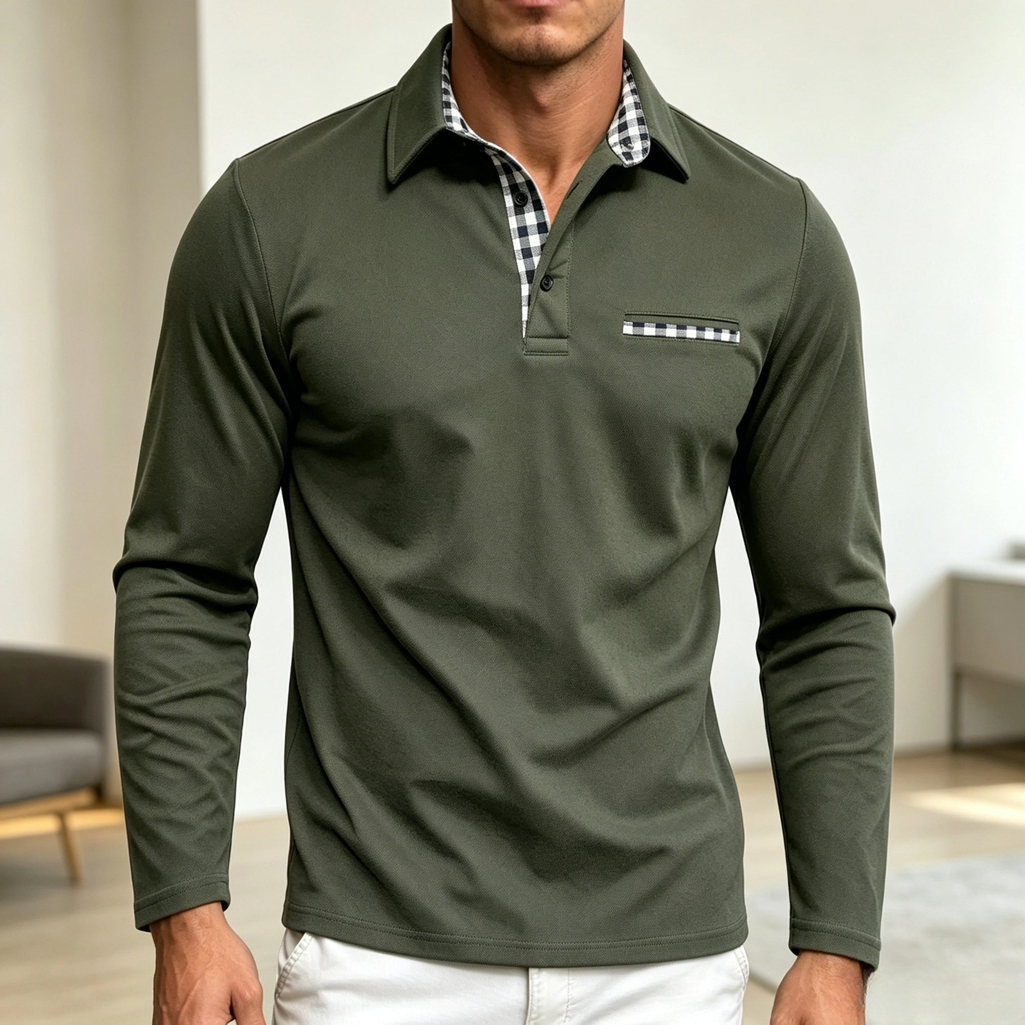 Mivanity Men's Slim Fit Long Sleeve Polo Shirts