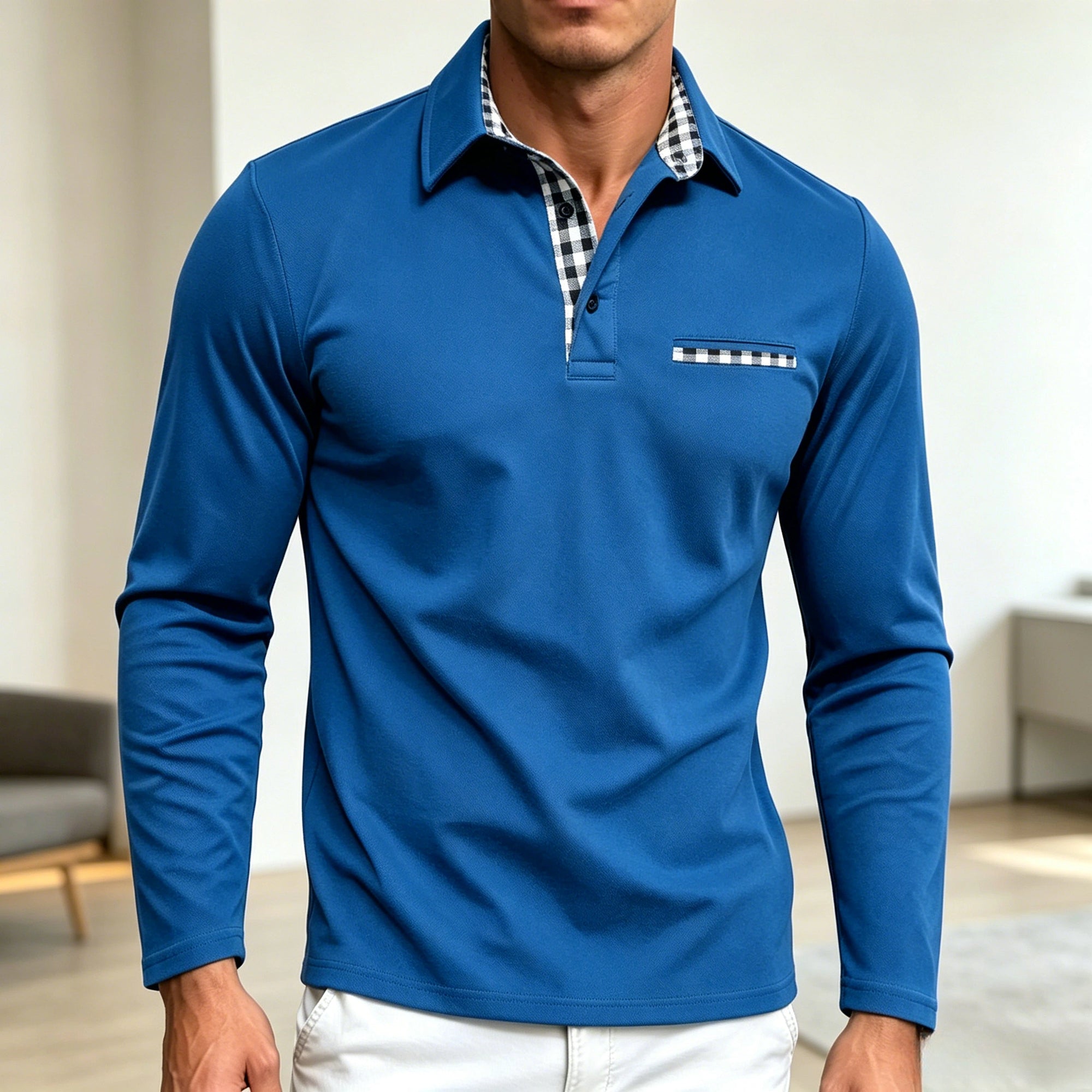 Mivanity Men's Slim Fit Long Sleeve Polo Shirts