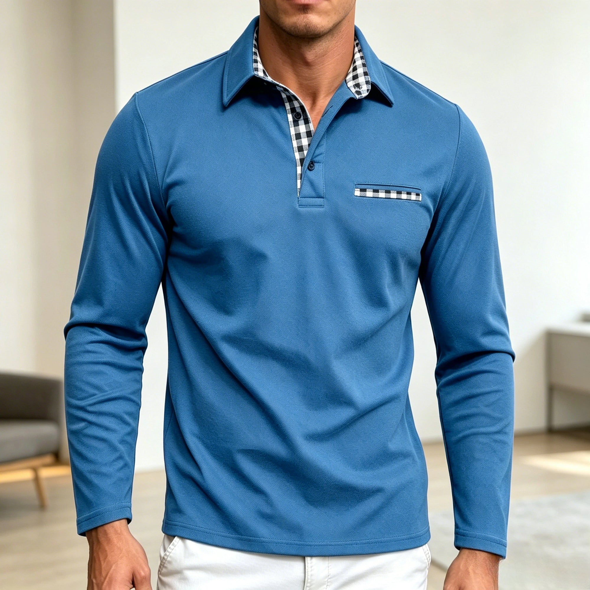 Mivanity Men's Slim Fit Long Sleeve Polo Shirts