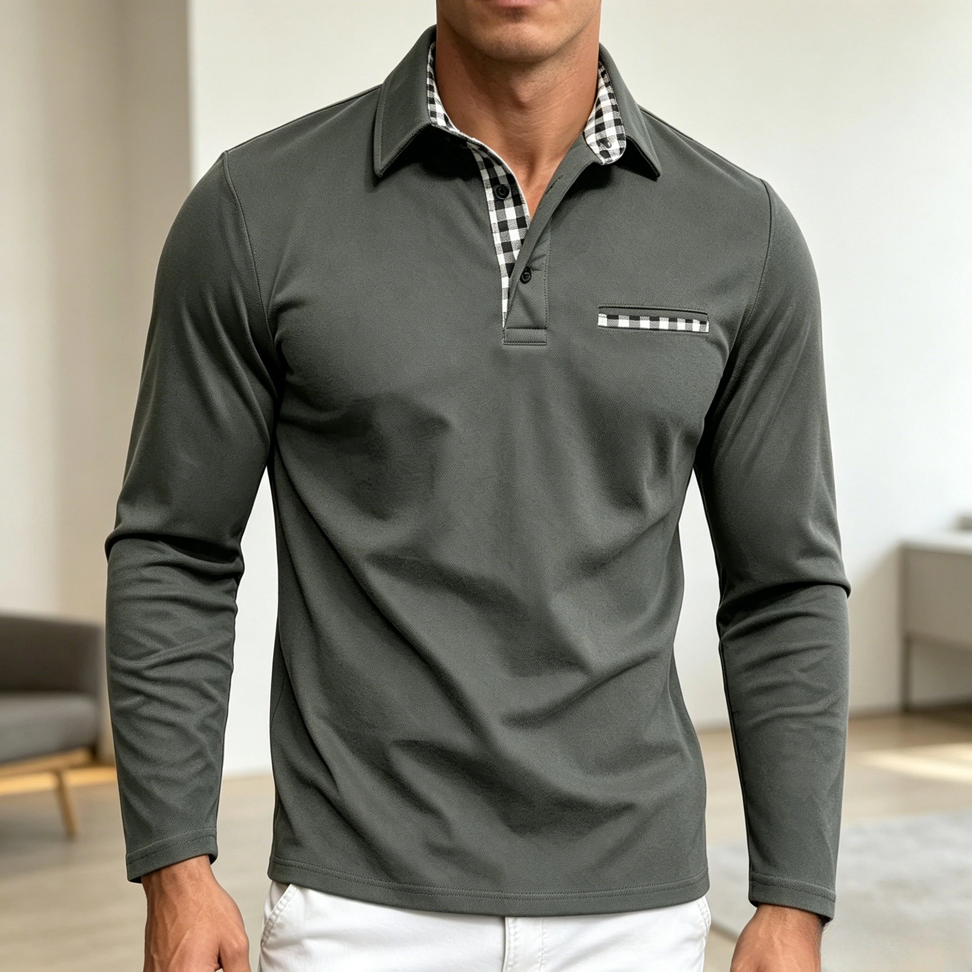 Mivanity Men's Slim Fit Long Sleeve Polo Shirts