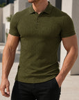 Mivanity Men's Slim Fit Ribbed Knit Short Sleeve T-Shirts