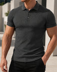 Mivanity Men's Slim Fit Ribbed Knit Short Sleeve T-Shirts