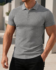 Mivanity Men's Slim Fit Ribbed Knit Short Sleeve T-Shirts
