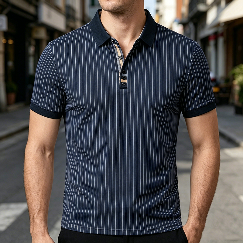 Mivanity Men's Slim Fit Striped Polo Shirts