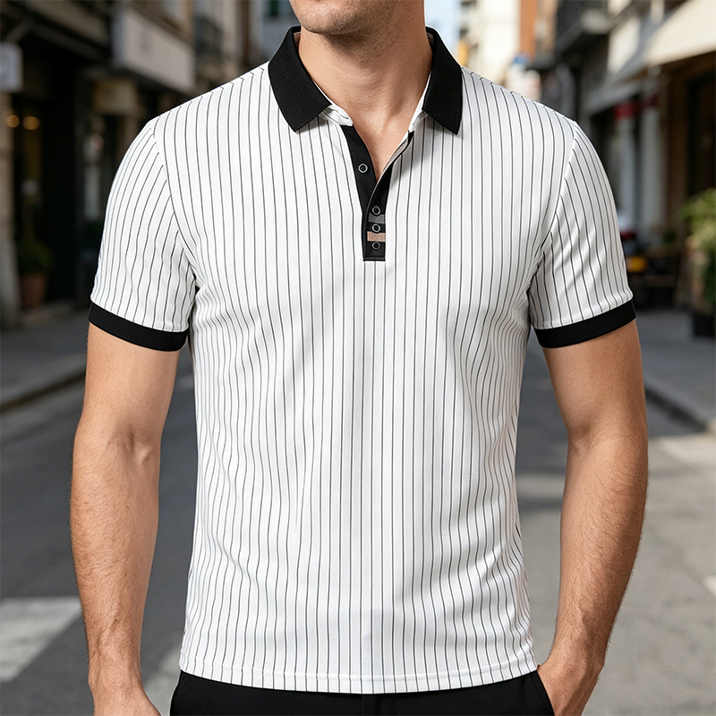 Mivanity Men's Slim Fit Striped Polo Shirts