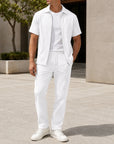 Mivanity Men's Smart Casual Jacquard Zip-Up Jacket Pants Sets
