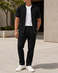 Mivanity Men's Smart Casual Jacquard Zip-Up Jacket Pants Sets