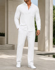 Mivanity Men's Smart Casual Long-Sleeve Shirt Pants Sets