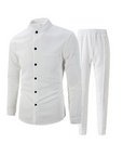 Mivanity Men's Smart Casual Long-Sleeve Shirt Pants Sets