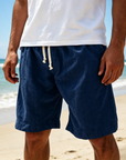 Mivanity Men's Soft Crinkled Gauze Breathable Holiday Embroidery Lace-up Shorts