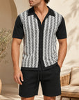 Mivanity Men's Solid Color Knit Cardigan Shorts Sets